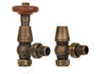 Traditional 15mm Angled TRV & lockshield - Antique Brass