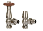 Traditional 15mm Angled TRV & lockshield - Brushed Nickel