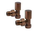Round Angled Rad Valve pair, Brushed Bronze