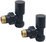 Round Angled Rad Valve pair, Black
