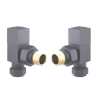 Square Angled Rad Valve pair, RAL7012