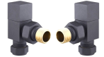 Square Angled Rad Valve pair, Anthracite
