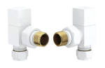 Square Angled Rad Valve pair, White