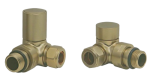 Round Corner Rad Valve pair, Brushed Brass