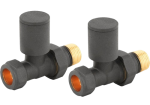 Round Straight Rad Valve pair, Anthracite