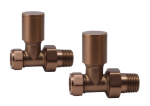 Round Straight Rad Valve pair, Brushed Bronze