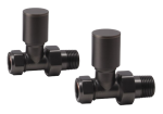 Round Straight Rad Valve pair, Brushed Gunmetal