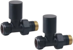 Round Straight Rad Valve pair, Black