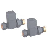 Square Straight Rad Valve pair, RAL7012