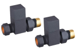 Square Straight Rad Valve pair, Anthracite