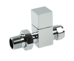 Square Straight Rad Valve pair, Chrome