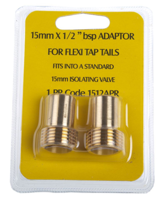 15mm x 1/2Inch MI Monobloc tail adaptor (blister pair)