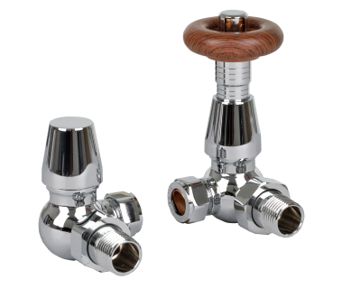 Traditional 15mm Corner TRV & lockshield - Chrome