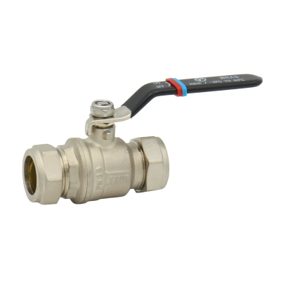 35mm Black Full Bore Lever Ball Valve - Red & Blue I.D Bands