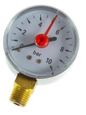 0-10 Bar Pressure Gauge, 1/4Inch - Bottom Entry