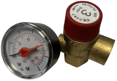 3 Bar x 1/2Inch Pres'Relief Valve + Gauge