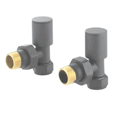 Round Angled Rad Valve pair, RAL7012