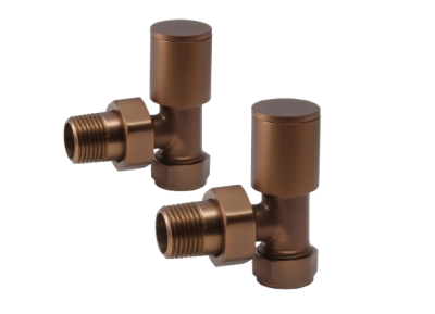 Round Angled Rad Valve pair, Brushed Bronze