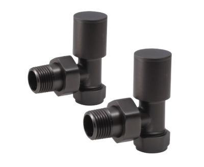 Round Angled Rad Valve pair, Brushed Gunmetal