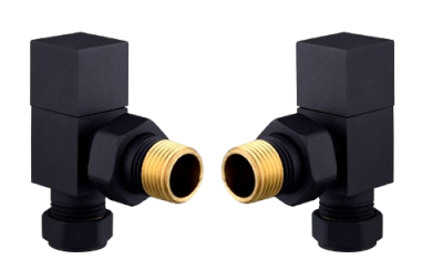 Square Angled Rad Valve pair, Black