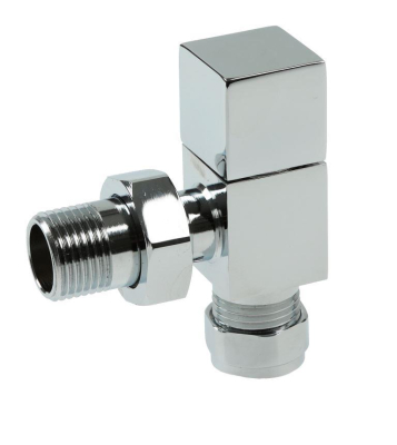 Square Angled Rad Valve pair, Chrome