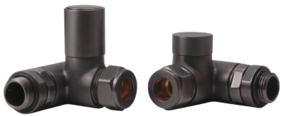 Dual Fuel Corner Rad Valve pair, Brushed Gunmetal