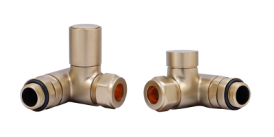 Dual Fuel Corner Rad Valve pair, Brushed brass