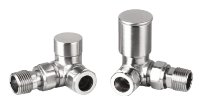 Round Corner Rad Valve pair, Brushed Nickel