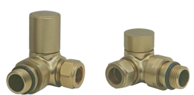 Round Corner Rad Valve pair, Brushed Brass