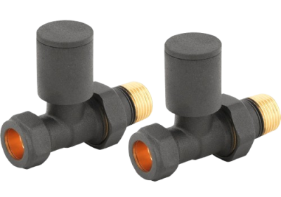 Round Straight Rad Valve pair, Anthracite