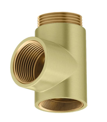 Dual Fuel Tee Piece Brushed Brass
