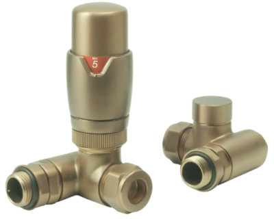 Dual Fuel Corner TRV pack, Brushed brass